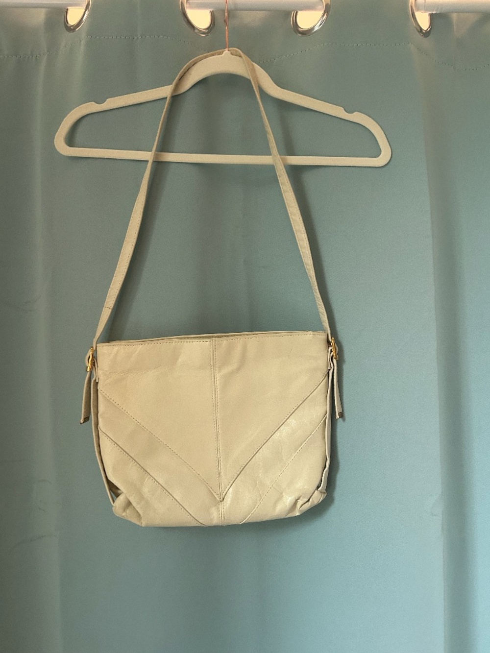 Vintage Cream Shoulder Bag | Soft Leather Handbag | 90s Purse
